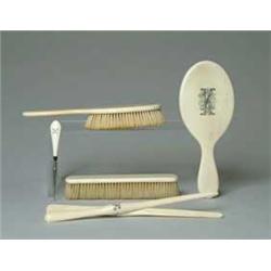 IVORY, SILVER AND GLASS TOILETRY ITEMS