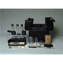 GENTLEMAN'S IVORY, GLASS & SILVER TRAVEL KIT