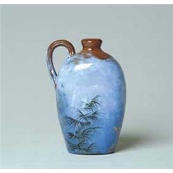 BEAUTIFUL SMALL DECORATED ART POTTERY HANDLED JUG