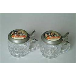 TWO ADVERTISING BEER MUGS