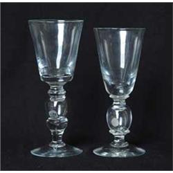 TWO BLOWN GLASS GOBLETS