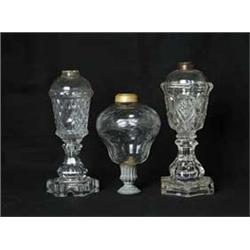 THREE CLEAR FLUID LAMPS