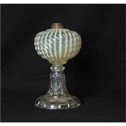 SWIRL PATTERN VASELINE OPALESCENT LAMP