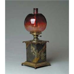 AMBERINA LAMP AND CHIMNEY