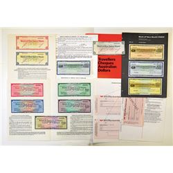 Bank of New South Wales, 1950s-1980s, Group of Specimen Travelers' Checks