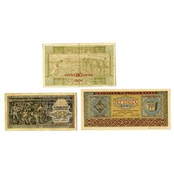 Narodna Banka and other issuers, 1919-1953, Trio of Issued Notes