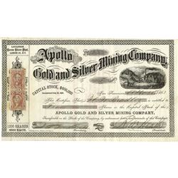 Apollo Gold and Silver Mining Co., 1863 Stock Certificate.