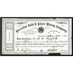 Hasselloe Gold and Silver Mining Co., 1863 Stock Certificate.