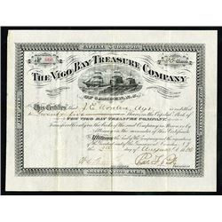 Vigo Bay Treasure Company of Camden, NJ, 1886 Stock Certificate.