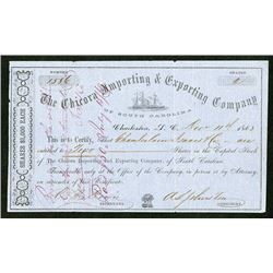 Blockade Runners: Chicora Importing & Exporting Company of South Carolina, 1863 Issued Stock Certifi