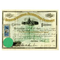 Second National Petroleum Co., 1871 Issued Stock Certificate.