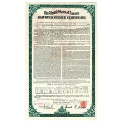 U.S.A. Adjusted Service Certificate, 1925, World War Adjusted Compensation Act Certificate.