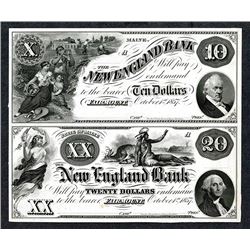 New England Bank, 1857 Uncut Proof Pair.