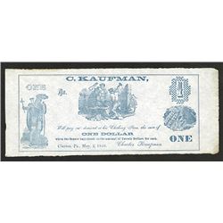 C. Kaufman, 1859 Scrip Note or Advertising Coupon.