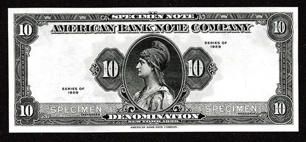 American Bank Note Co. Tyvek Specimen Note, Thin Paper.