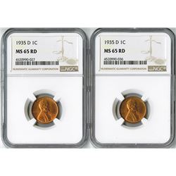 United States: Pair of 1935 D Lincoln Cents.