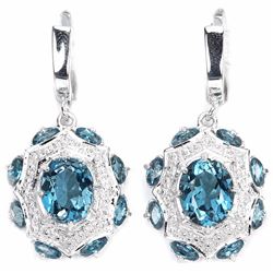 Natural London Blue Topaz Earrings