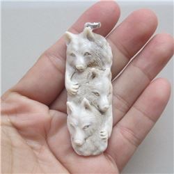 Hand Craved Wolf Family Pendant