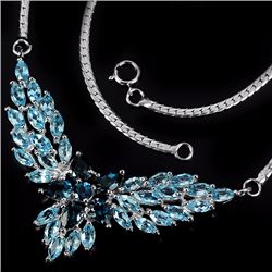 Natural Sky & London Blue Topaz Necklace