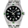 Image 1 : Rolex Mens SS Black Baguette Diamond And Emerald Datejust Wristwatch