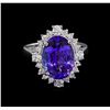 Image 2 : 5.65 ctw Tanzanite and Diamond Ring - 14KT White Gold