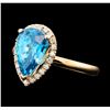 Image 1 : 3.98 ctw Blue Topaz and Diamond Ring - 14KT Rose Gold