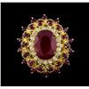 Image 2 : 9.94 ctw Ruby and Diamond Ring - 14KT Yellow Gold