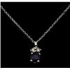Image 2 : 0.50 ctw Sapphire and Diamond Pendant With Chain - 14KT White Gold