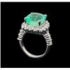 Image 4 : GIA Cert 7.46 ctw Emerald and Diamond Ring - 14KT White Gold