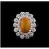 Image 2 : 3.96 ctw Opal and Diamond Ring - 14KT White Gold