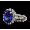 Image 1 : 3.57 ctw Tanzanite and Diamond Ring - 14KT White Gold