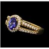 Image 1 : 0.75 ctw Tanzanite and Diamond Ring - 14KT Yellow Gold