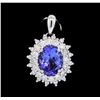 Image 1 : 2.31 ctw Tanzanite and Diamond Pendant - 18KT White Gold