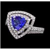 Image 1 : 1.46 ctw Tanzanite and Diamond Ring - 18KT White Gold