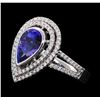 Image 1 : 3.17 ctw Tanzanite and Diamond Ring - 18KT White Gold