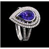 Image 4 : 3.17 ctw Tanzanite and Diamond Ring - 18KT White Gold