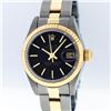 Rolex Two-Tone Black Tapestry Index Oyster Band DateJust Ladies Watch
