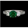 Image 2 : 0.94 ctw Emerald and Diamond Ring - 14KT White Gold