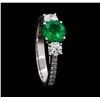 Image 4 : 0.94 ctw Emerald and Diamond Ring - 14KT White Gold