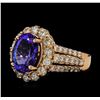 3.44 ctw Tanzanite and Diamond Ring - 14KT Rose Gold