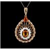 5.15 ctw Orange Sapphire and Diamond Pendant - 14KT Rose Gold