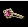 Image 1 : 0.45 ctw Pink Topaz and Diamond Ring - 14KT Yellow Gold