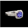 Image 1 : 14KT White Gold 1.56 ctw Tanzanite and Diamond Ring