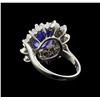 Image 3 : 3.90 ctw Tanzanite and Diamond Ring - 14KT White Gold