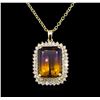 Image 2 : 22.70 ctw Ametrine and Diamond Pendant With Chain - 14KT Yellow Gold