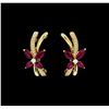 Image 1 : 1.00 ctw Ruby and Diamond Earrings - 14KT Yellow Gold