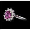 Image 1 : 1.00 ctw Pink Sapphire and Diamond Ring - 14KT White Gold
