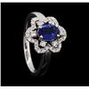 Image 4 : 0.88 ctw Sapphire and Diamond Ring - 14KT White Gold