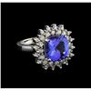 5.63 ctw Tanzanite and Diamond Ring - 14KT White Gold