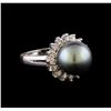 Pearl and Diamond Ring - 14KT White Gold